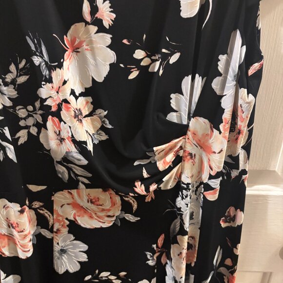 Studio One New York Women's Black Floral Print Dress ~ XL ~ EUC - Picture 3 of 6